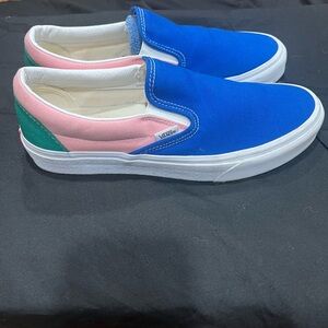 Vans Blue and Pink Slip-On Sneakers
